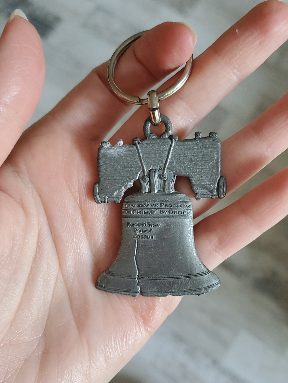 Liberty Bell Pewter Keychain Made In Canada From The 90s